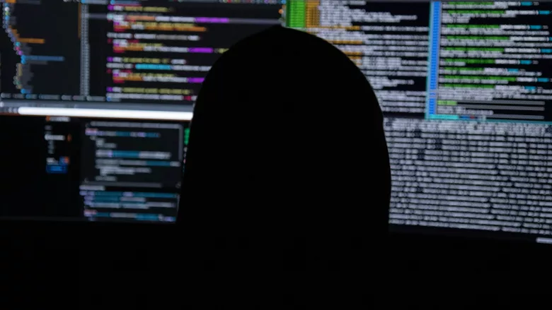 Head in front of monitors 