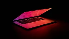 Pink and orange laptop 