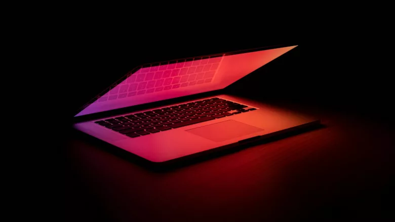 Pink and orange laptop 