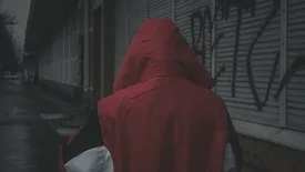 Person in red hoodie 