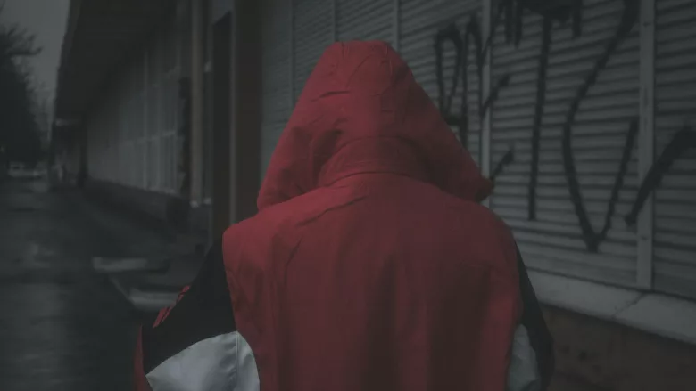Person in red hoodie 