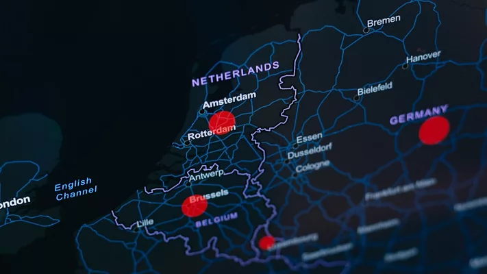 Netherlands on a map 