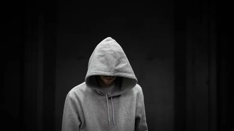 Man with covered face 