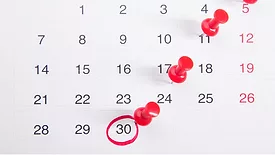 Calendar with pins 
