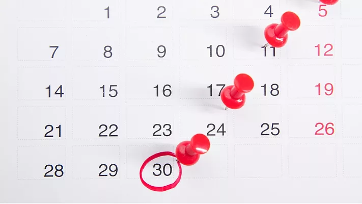Calendar with pins 
