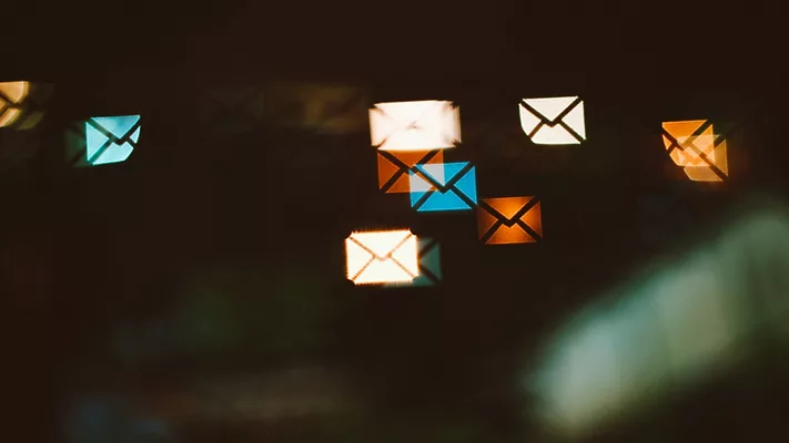 Glowing envelope icons