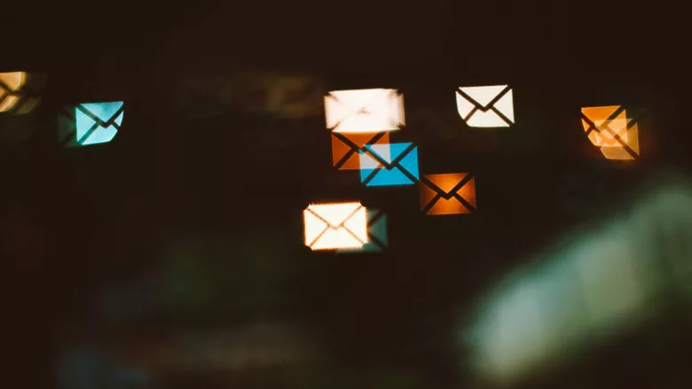 Glowing envelope icons