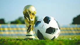 Trophy and soccer ball