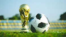 Trophy and soccer ball