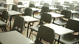 Rows of classroom desks