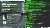 Glasses in front of coding on screen Glasses in front of coding on screen