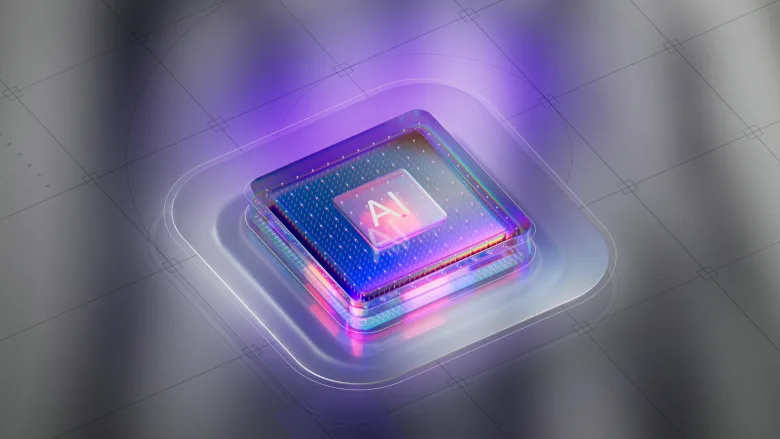 Glowing AI square 
