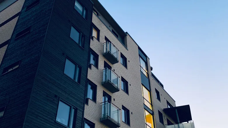 Photograph of apartment complex patios