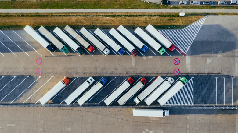 Parked trucks