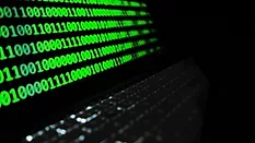 Laptop with green code Laptop with green code