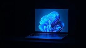 Laptop with desktop screen showing 