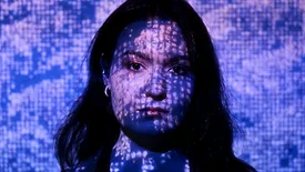 Woman in blue light 
