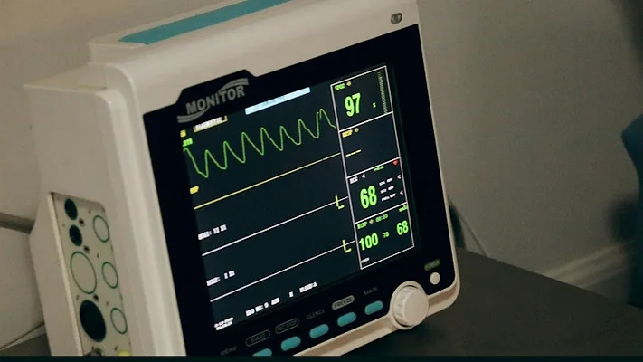 Heart monitor on top of table