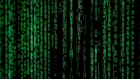 Vertical green code on black screen