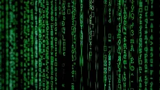 Vertical green code on black screen