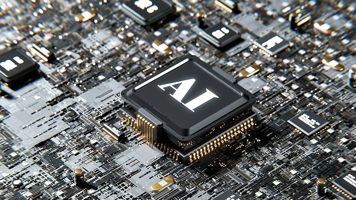 Computer chip with "AI" written on it
