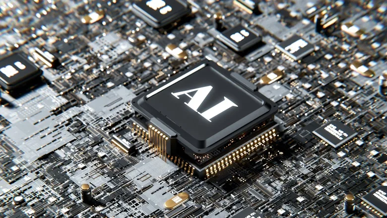 Computer chip with "AI" written on it