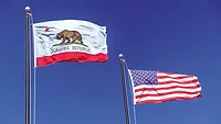 California and US flag California and US flag