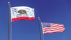 California and US flag 