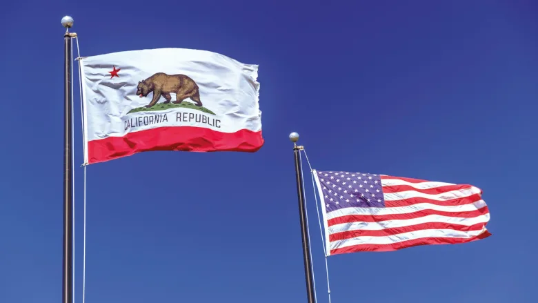 California and US flag 