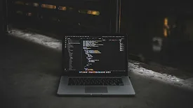 Laptop with coding  