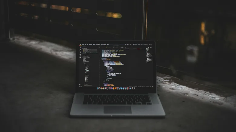 Laptop with coding  