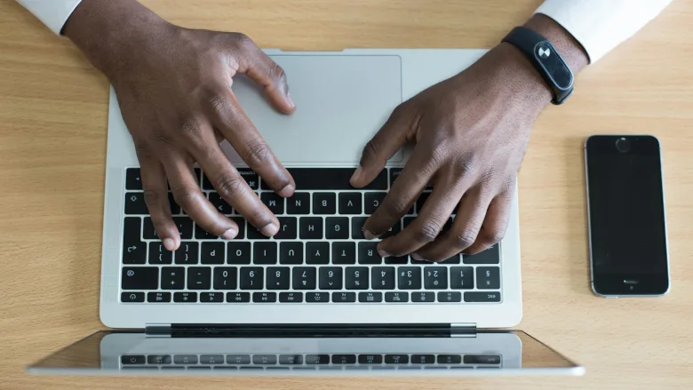 Man working on laptop 