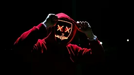 Man in glowing mask 