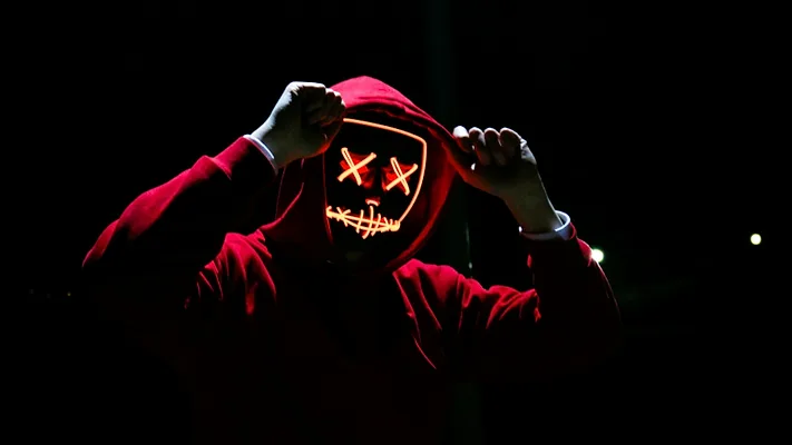 Man in glowing mask 