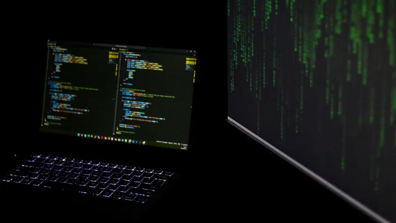 Laptop and monitor