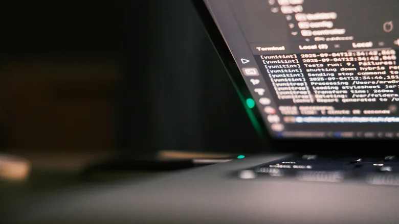 Coding on laptop