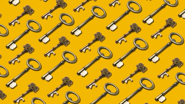 Keys on yellow background