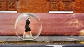 person in bubble