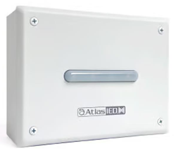 The AtlasIED IP-F is an indoor, wall-mounted IP-based flasher