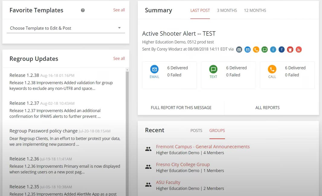 Regroup’s cloud-based emergency notification platform