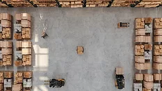 Overhead view of warehouse