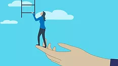 Helping hand, coaching or mentor support employee