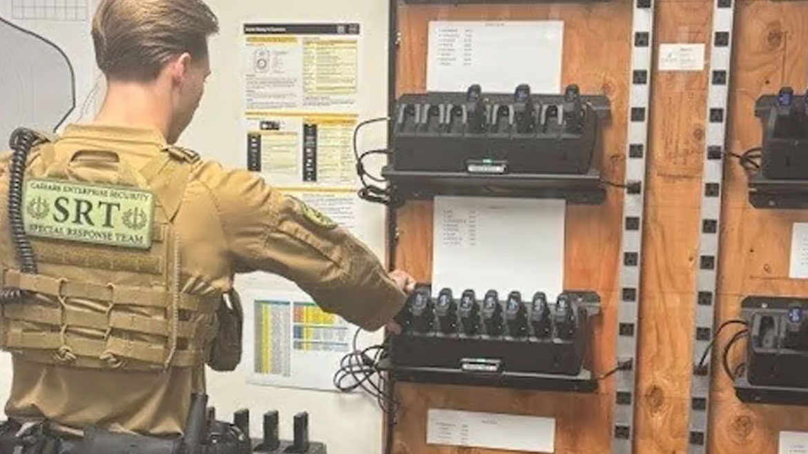 Caesars Armed Special Response Team Officers retrieve body cameras