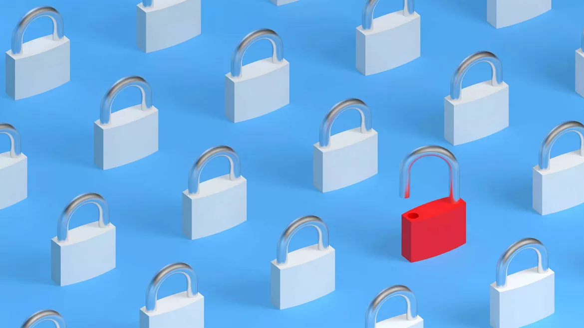 An Opened Lock Standing Out From Locked Locks