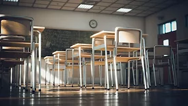 Classroom with desks and chairs