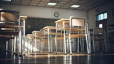 Classroom with desks and chairs