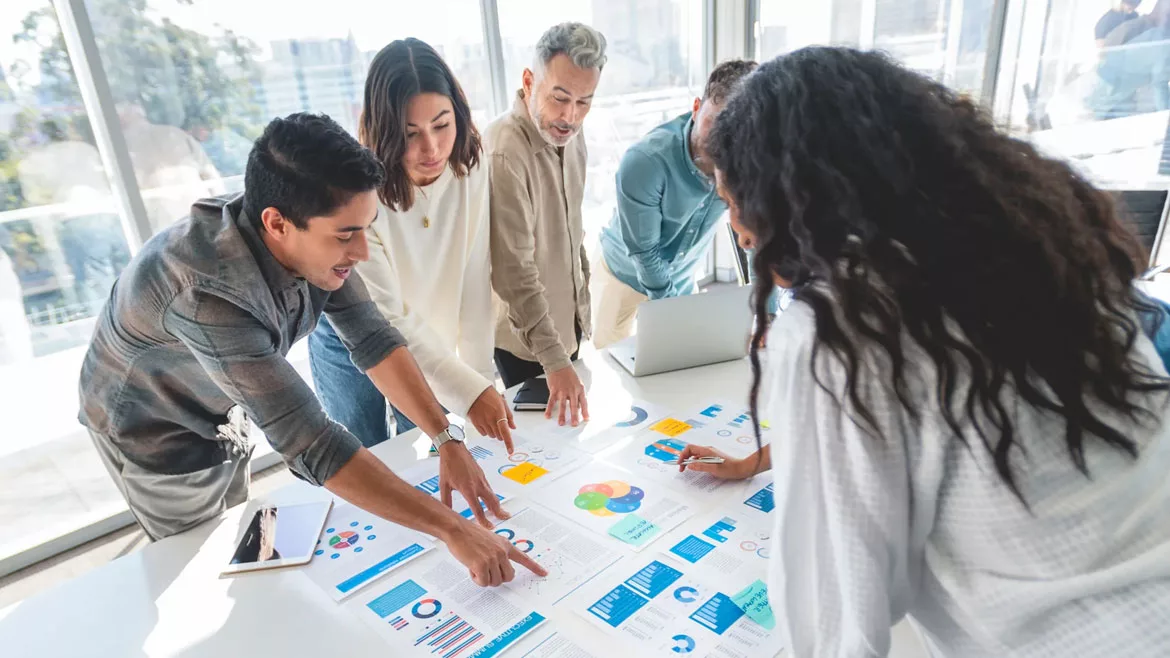 Diverse Team Collaborating on Business Analysis