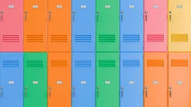 multicolored school lockers