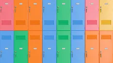 multicolored school lockers