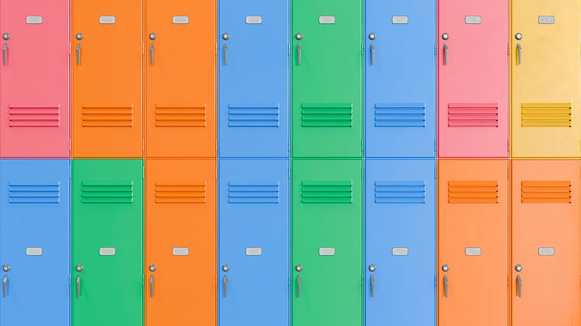 multicolored school lockers